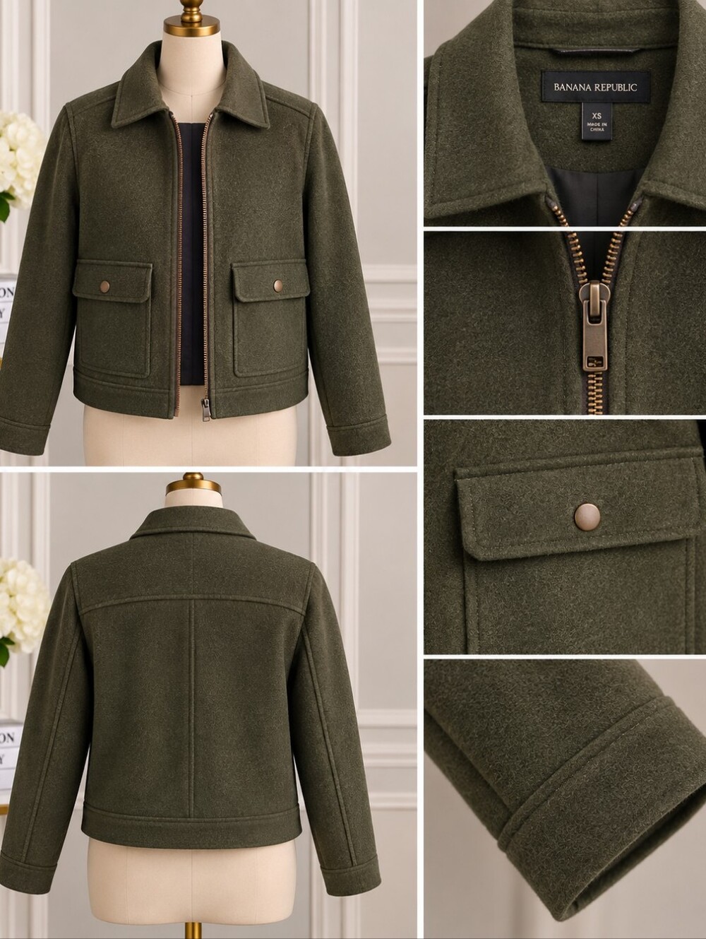 Banana Republic Olive Wool-Blend Kids Jacket